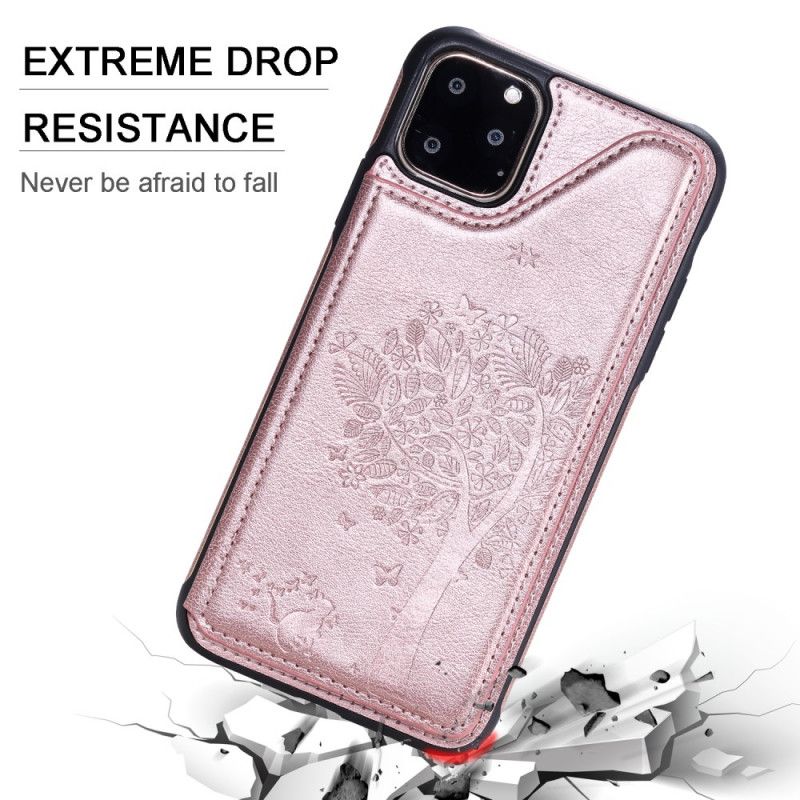 Cover iPhone 11 Rose Gold Multifunktionelt Katteprint