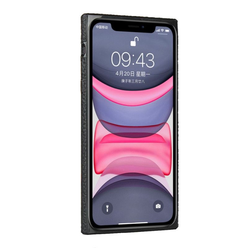 Cover iPhone 11 Sort Ægte Lychee Læder Med Rem Original