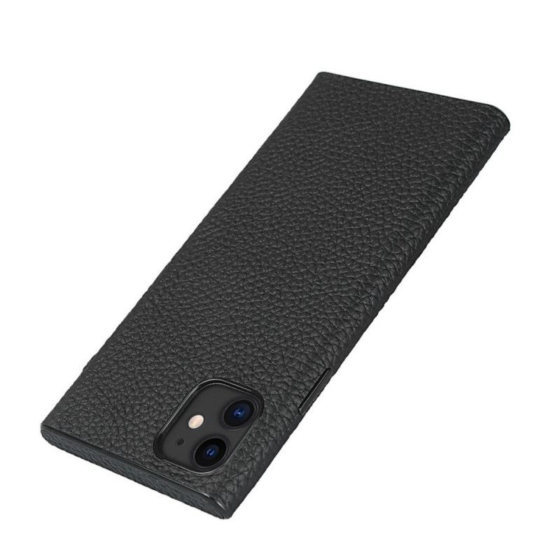 Cover iPhone 11 Sort Ægte Lychee Læder Med Rem Original