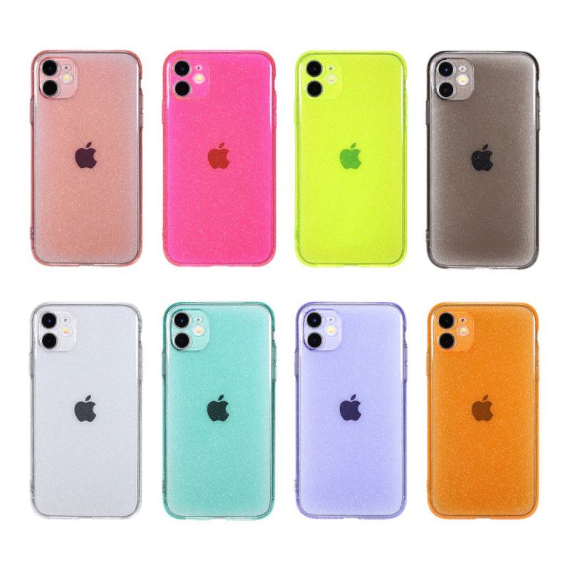 Cover iPhone 11 Sort Fluorescerende Glitter Beskyttelse