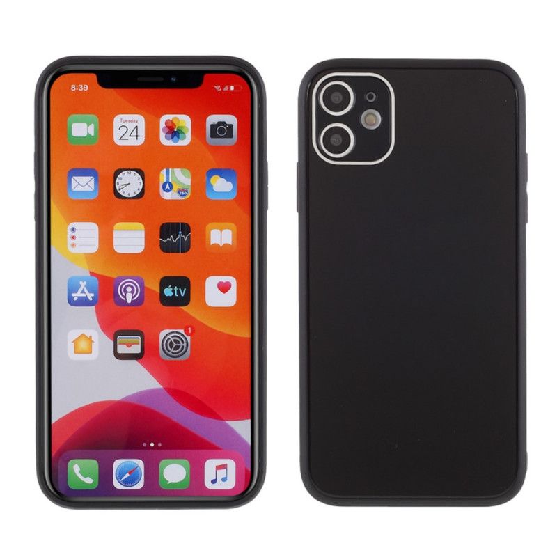 Cover iPhone 11 Sort Glasbagside Og Silikone Kanter