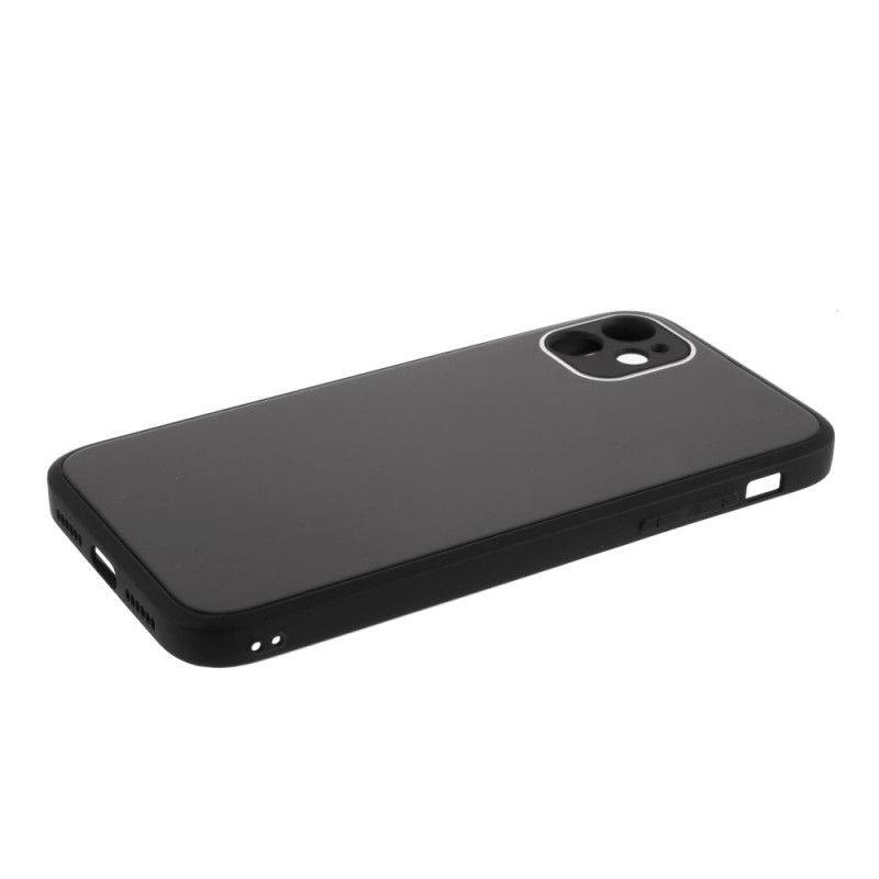 Cover iPhone 11 Sort Glasbagside Og Silikone Kanter