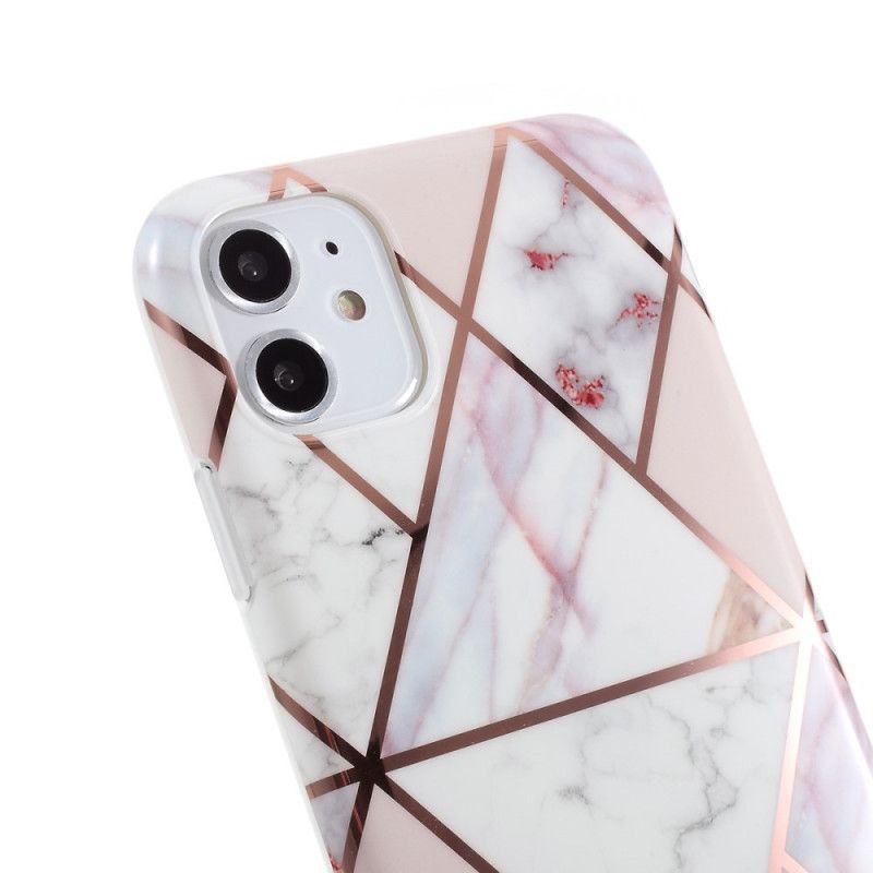 Cover iPhone 11 Sort Marmorfarvet Geometri