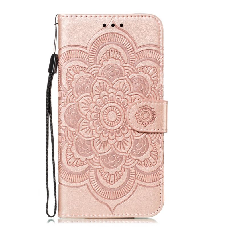 Flip Cover Læder for iPhone 11 Sort Hele Mandala Med Rem