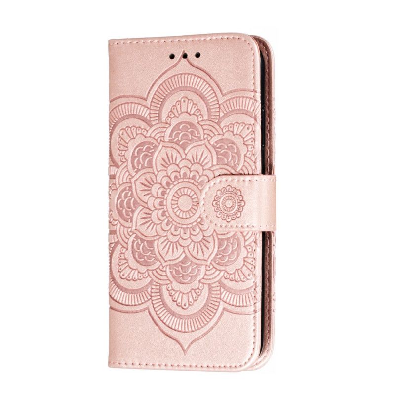 Flip Cover Læder for iPhone 11 Sort Hele Mandala Med Rem