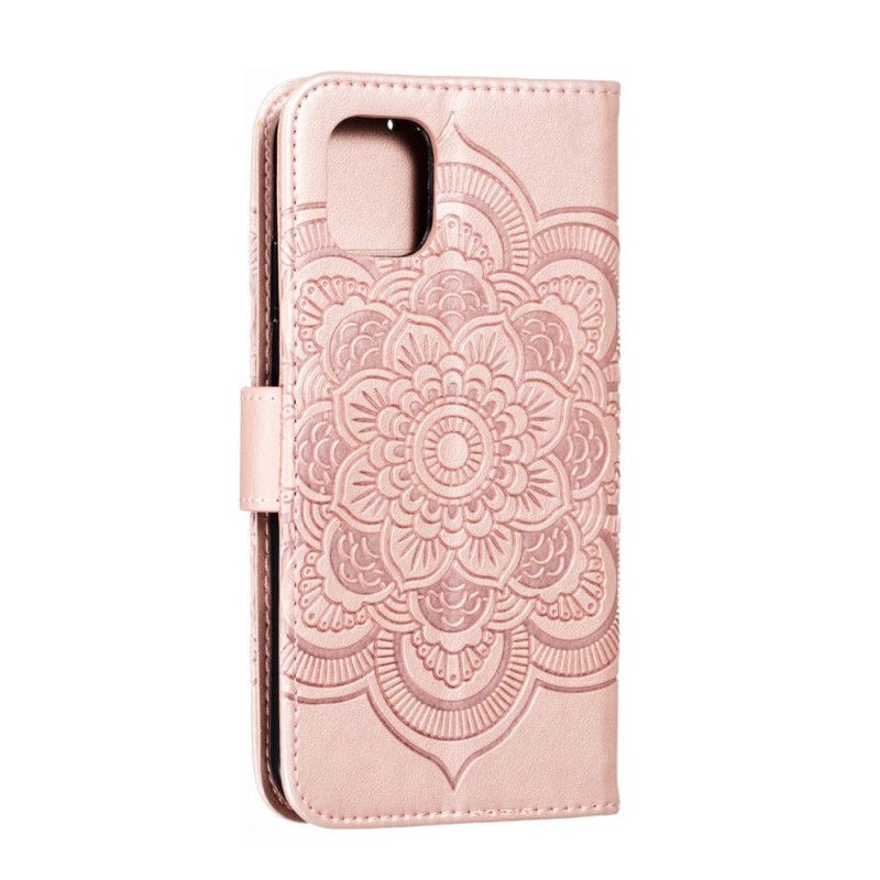 Flip Cover Læder for iPhone 11 Sort Hele Mandala Med Rem