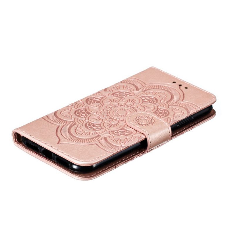 Flip Cover Læder for iPhone 11 Sort Hele Mandala Med Rem