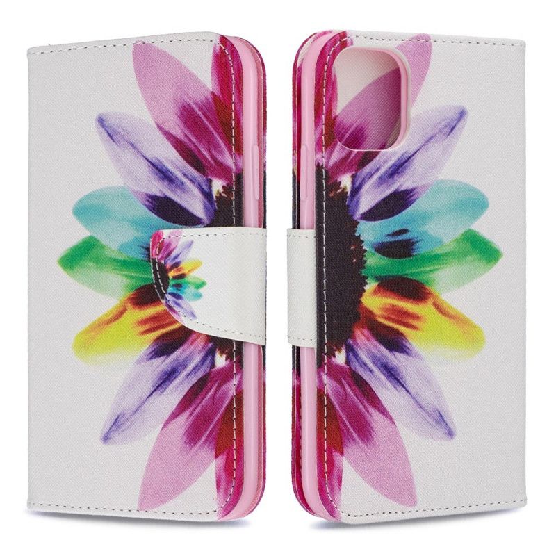 Flip Cover Læder iPhone 11 Akvarelblomst