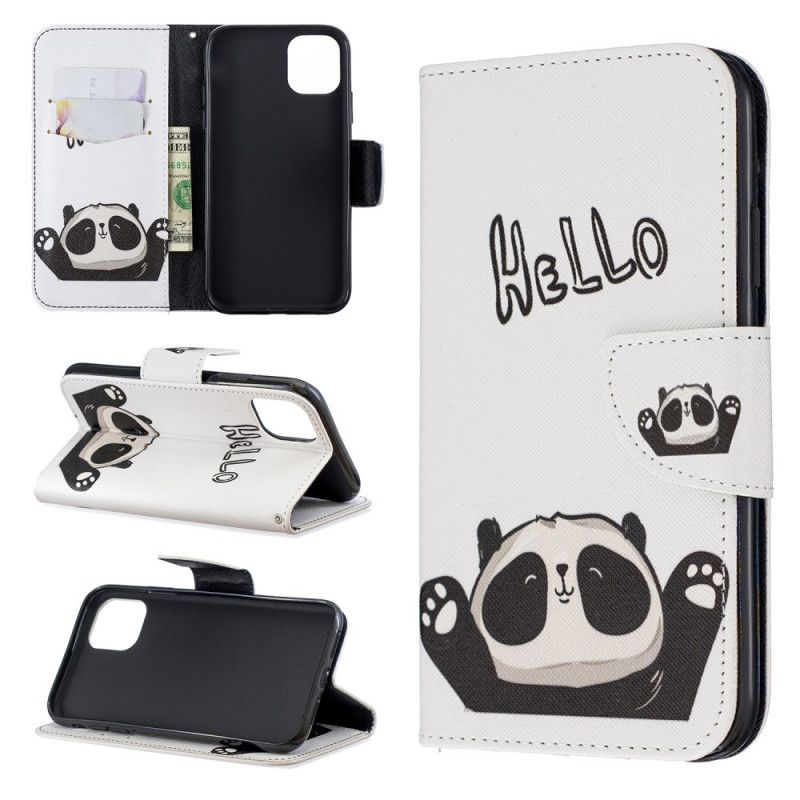 Flip Cover Læder iPhone 11 Hej Panda