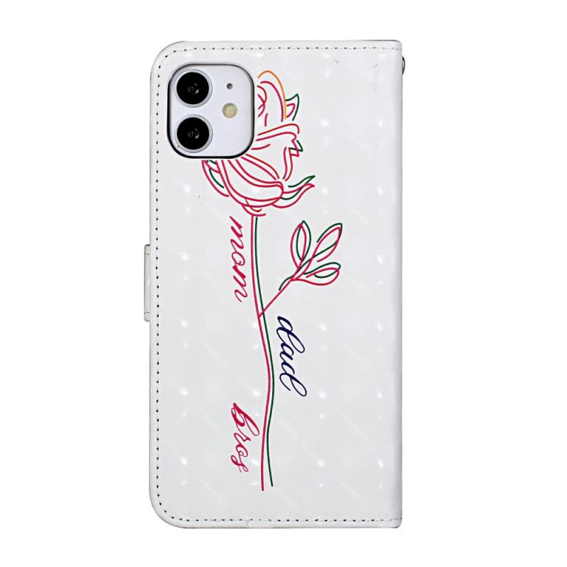 Flip Cover Læder iPhone 11 Justerbar Blomsterrem