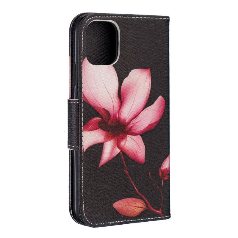 Flip Cover Læder iPhone 11 Lyserød Blomst