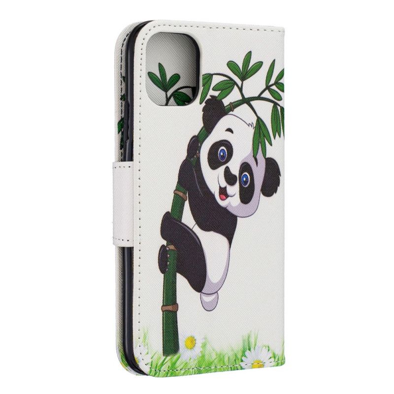 Flip Cover Læder iPhone 11 Panda På Bambus