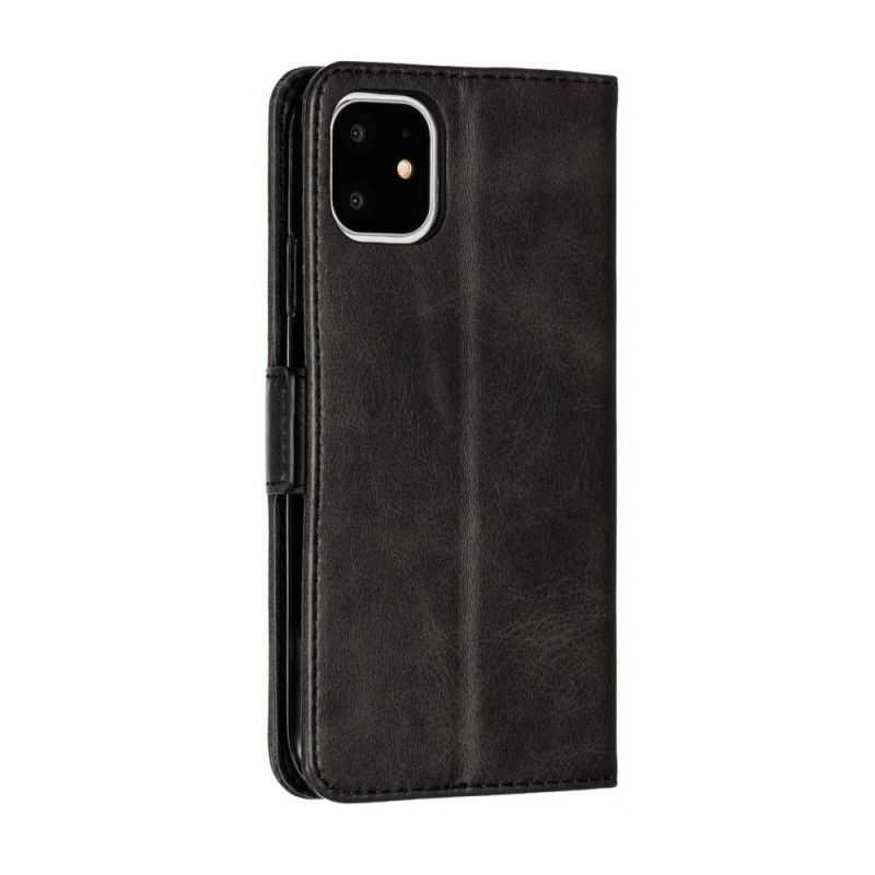 Flip Cover Læder iPhone 11 Sort Dobbelt Flap