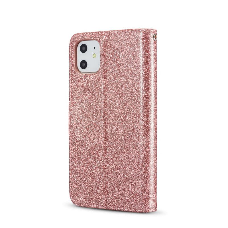 Flip Cover Læder iPhone 11 Sort Hjerte Glitter