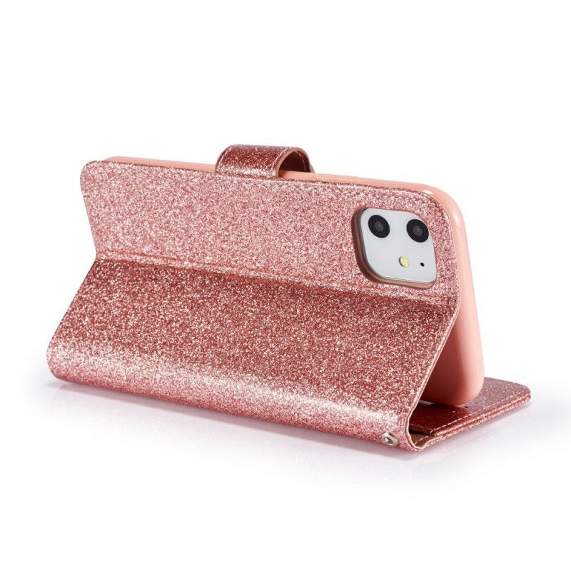 Flip Cover Læder iPhone 11 Sort Hjerte Glitter