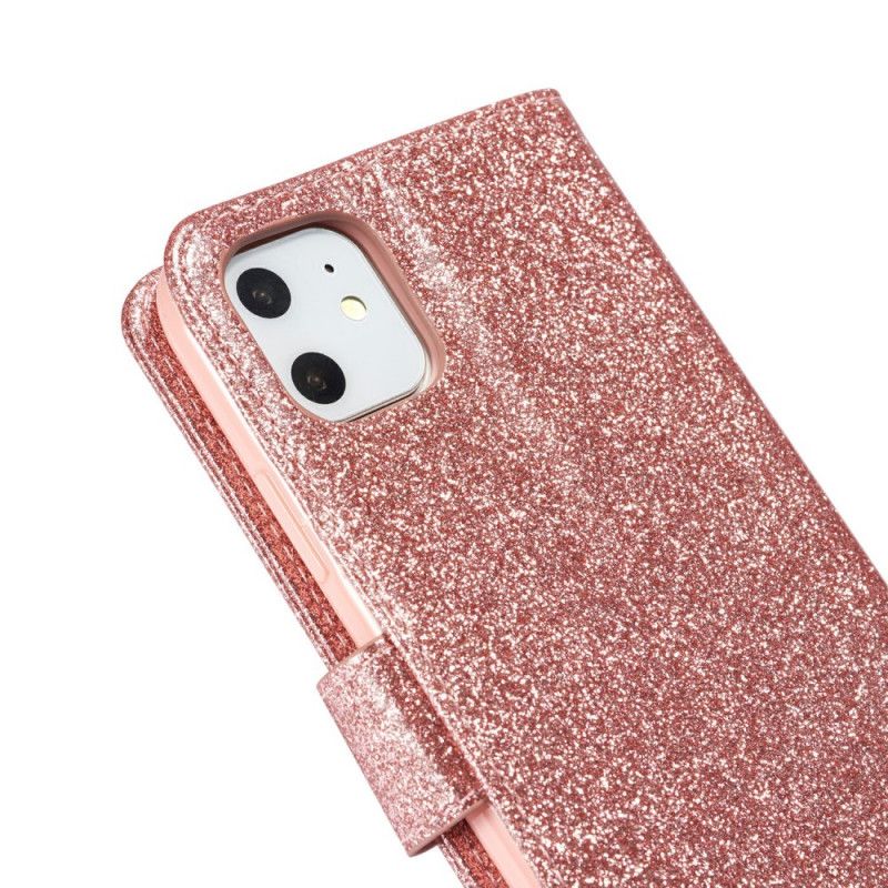 Flip Cover Læder iPhone 11 Sort Hjerte Glitter