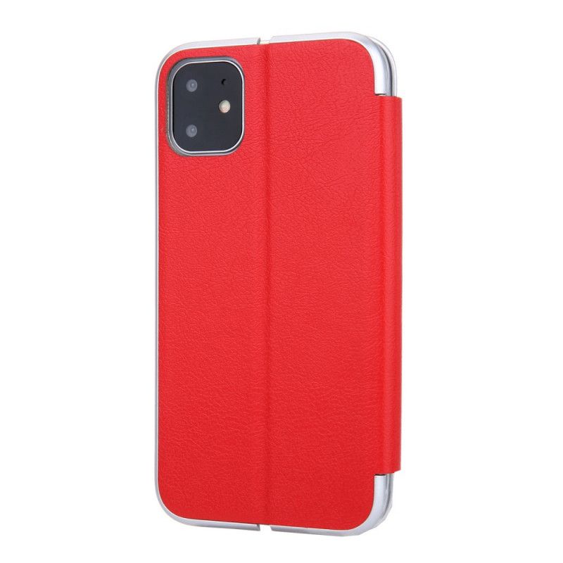 Læder Cover for iPhone 11 Sort Kunstlæder Med Metalliske Kanter