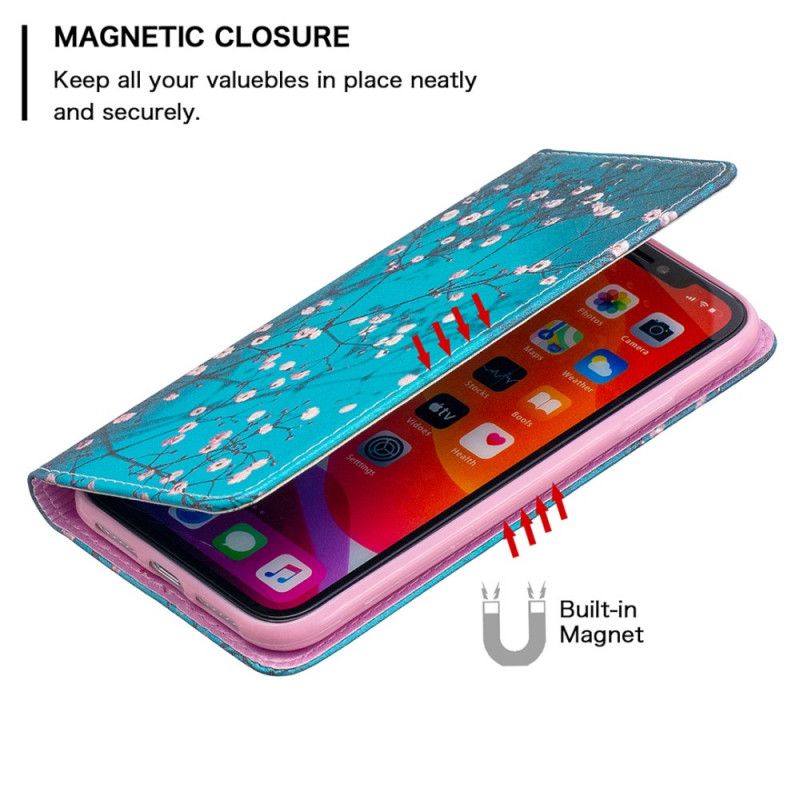 Læder Cover iPhone 11 Mobilcover Blomstrende Grene