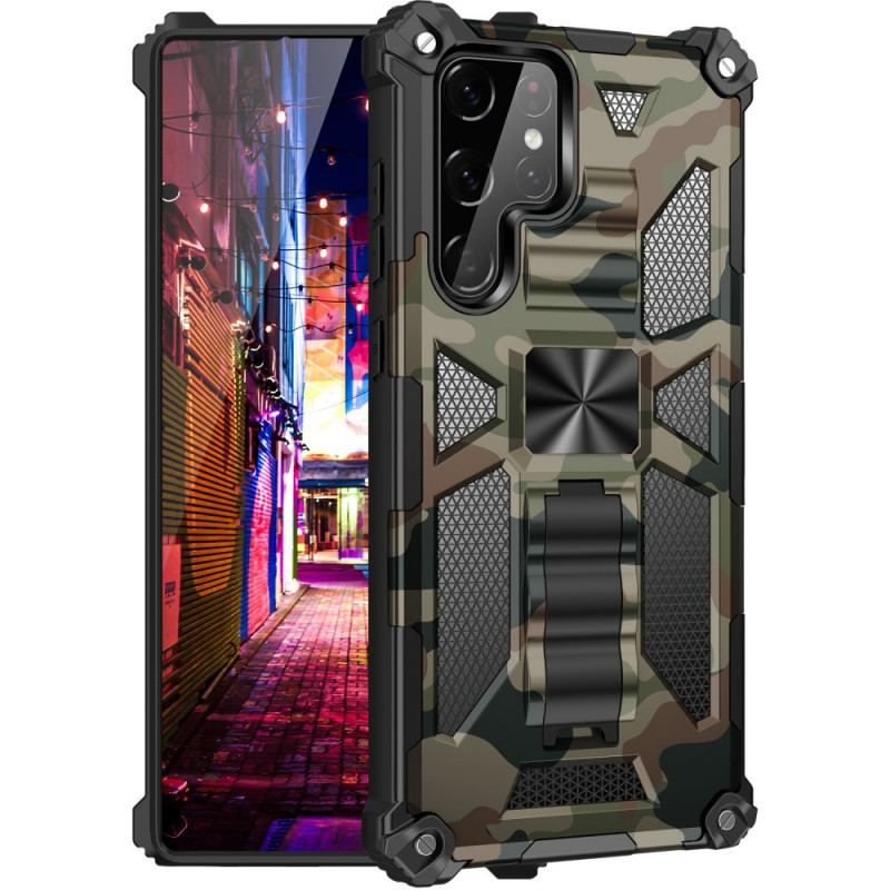 Cover Samsung Galaxy S22 Ultra 5G Camouflage Aftagelig Støtte