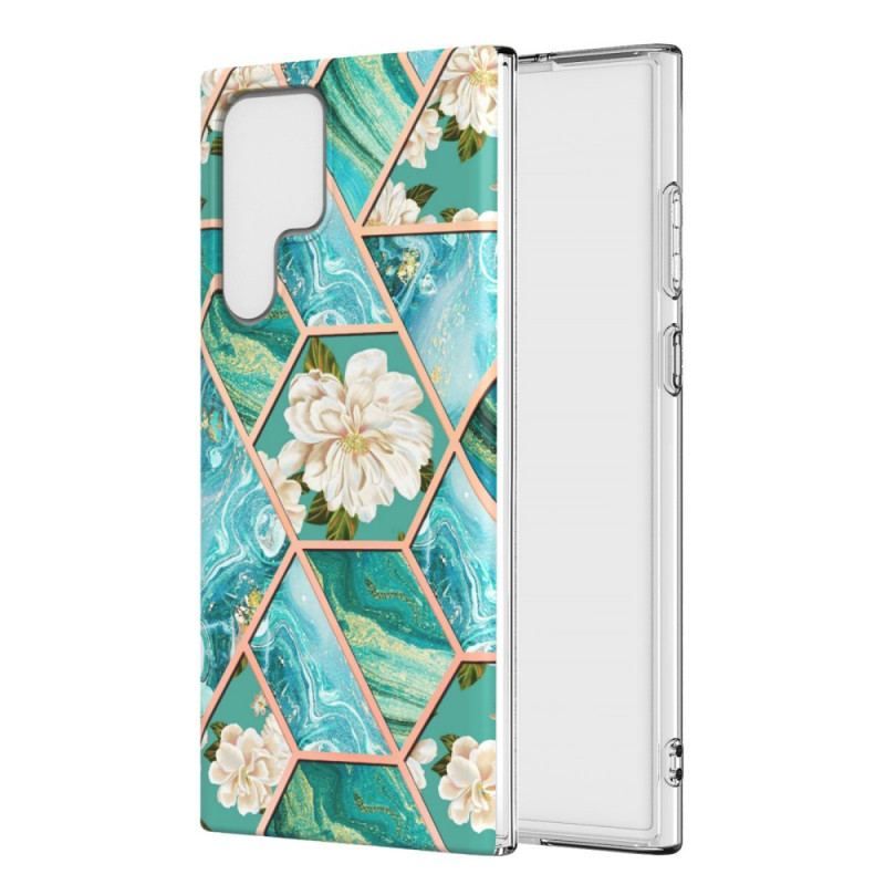 Cover Samsung Galaxy S22 Ultra 5G Marmoreret Blomster