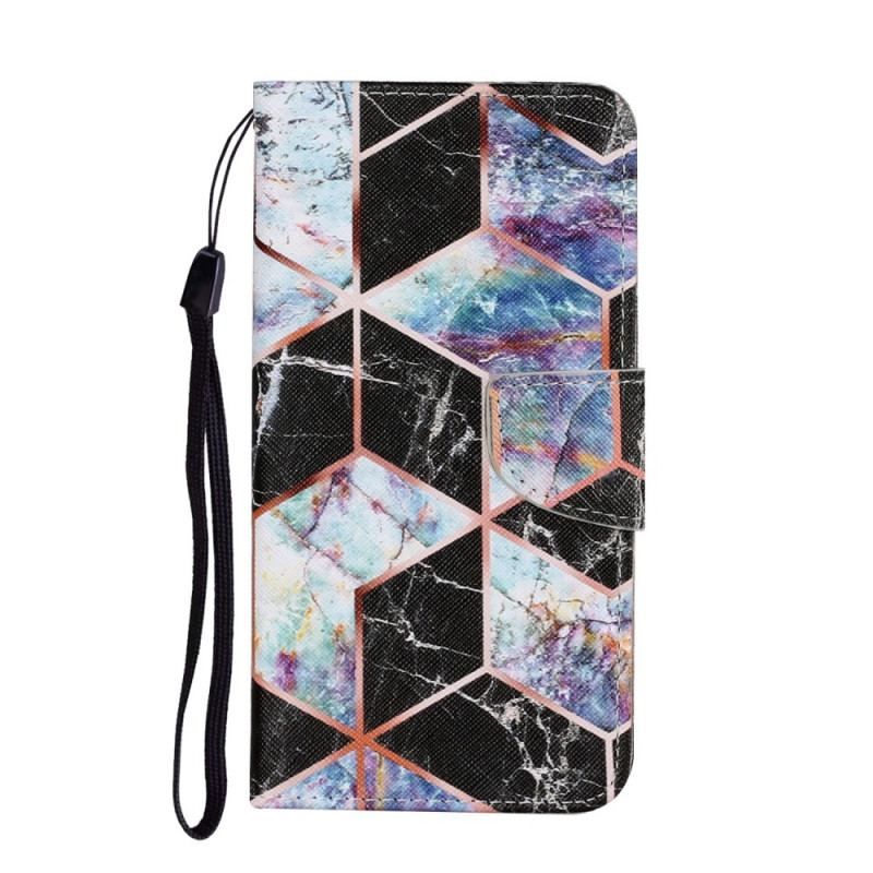 Flip Cover Samsung Galaxy S22 Ultra 5G Geometrisk Marmor