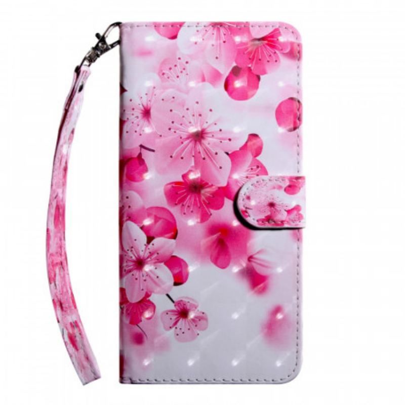 Læder Cover Samsung Galaxy S22 Ultra 5G Lyserøde Blomster