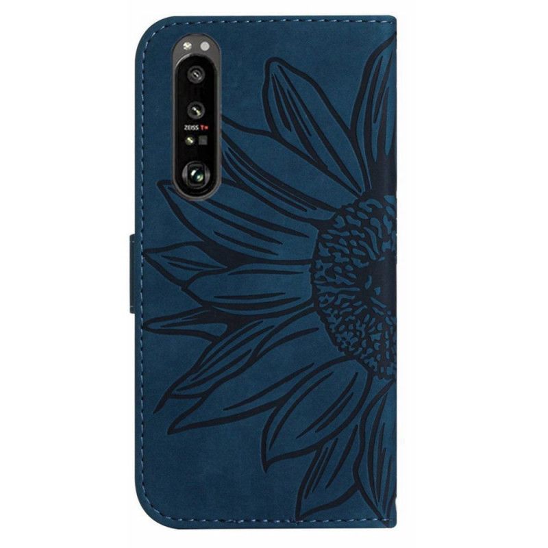 Flip Cover Sony Xperia 1 Vi Solsikketryk Med Rem