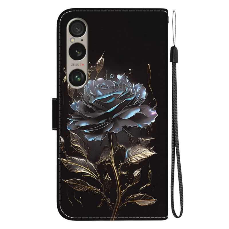 Flip Cover Sony Xperia 1 Vi Sort Rose Med Rem