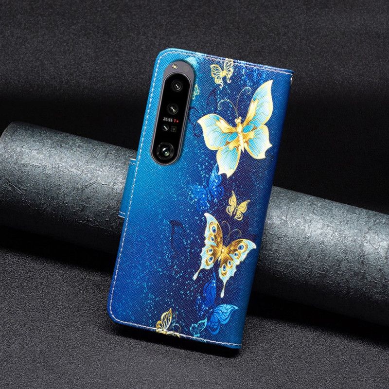 Flip Cover Til Sony Xperia 1 Vi Gyldne Sommerfugle