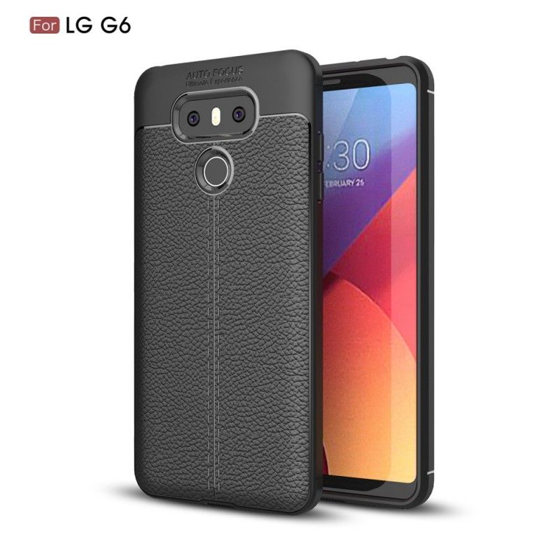 Cover for LG G6 Sort Dobbeltlinjet Lychee-Lædereffekt