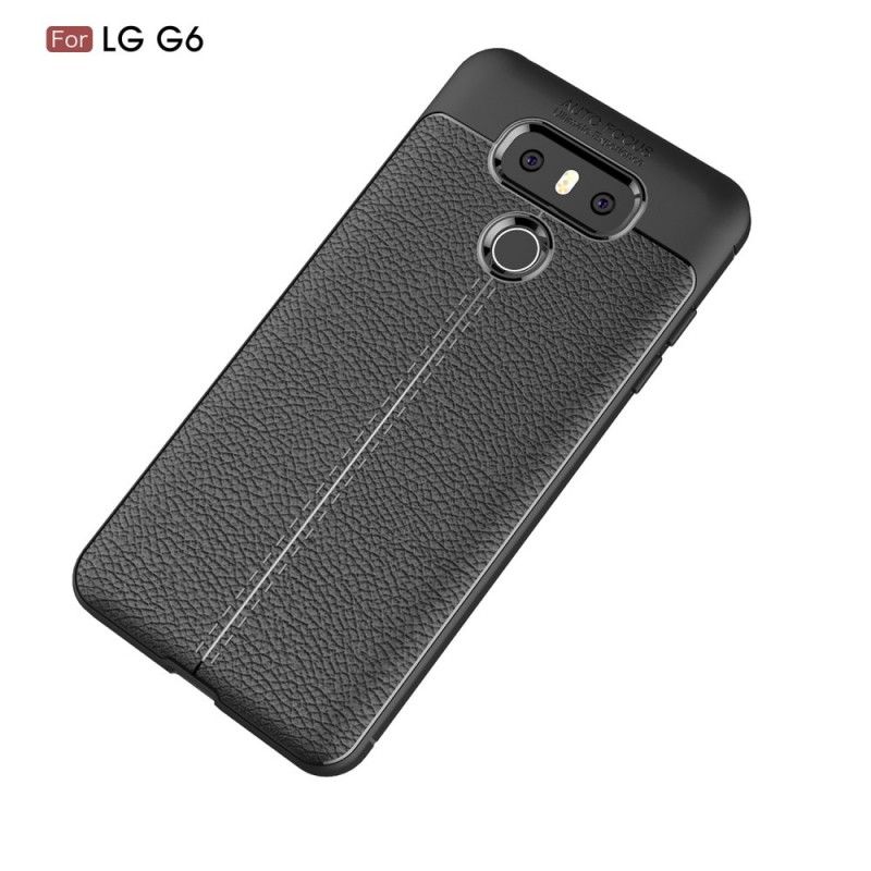 Cover for LG G6 Sort Dobbeltlinjet Lychee-Lædereffekt