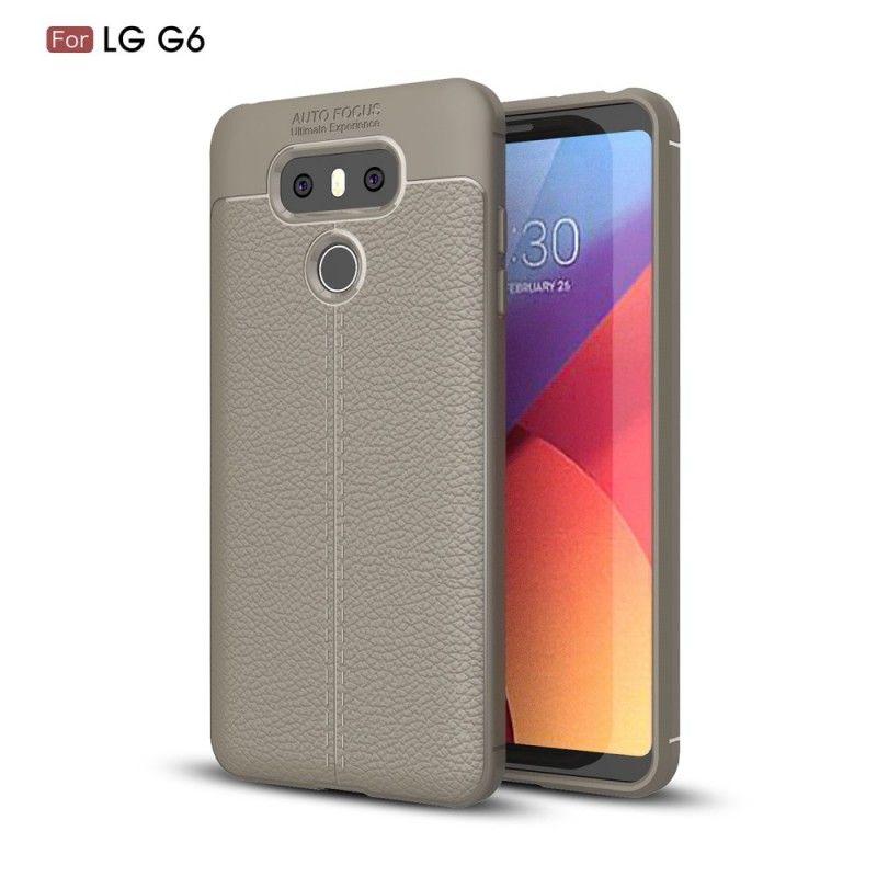 Cover for LG G6 Sort Dobbeltlinjet Lychee-Lædereffekt