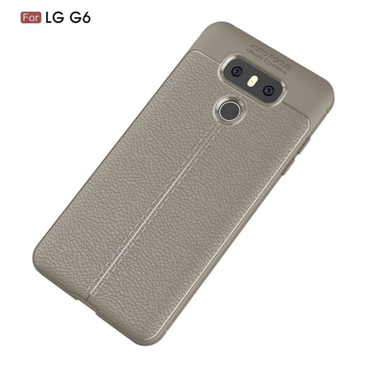 Cover for LG G6 Sort Dobbeltlinjet Lychee-Lædereffekt