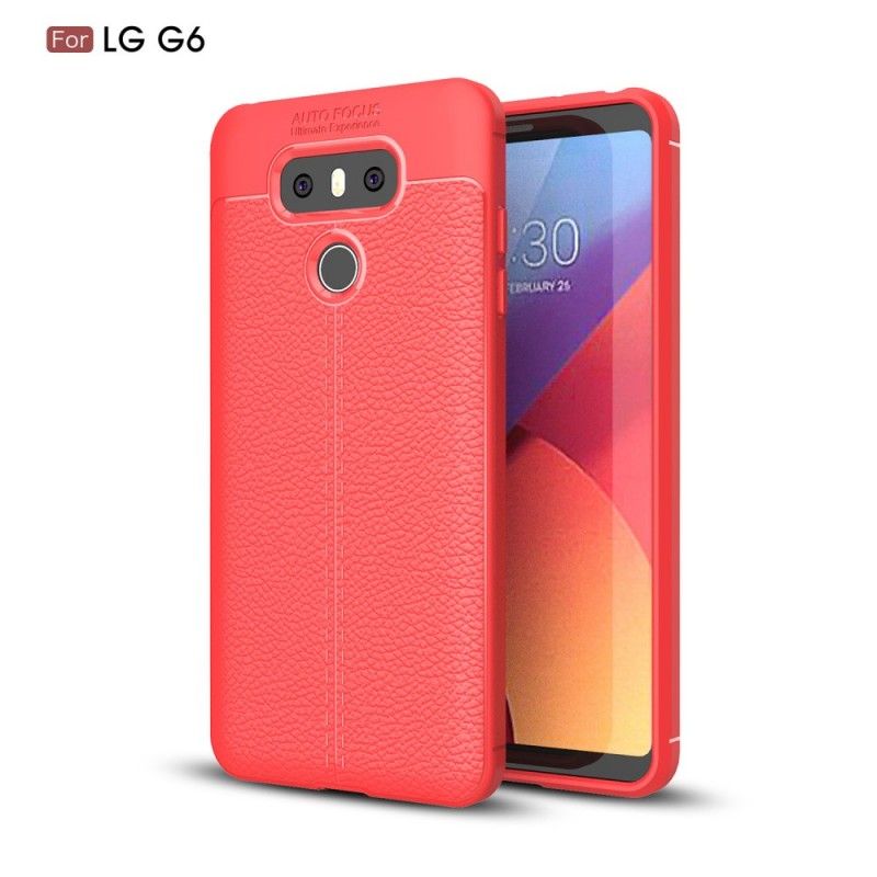 Cover for LG G6 Sort Dobbeltlinjet Lychee-Lædereffekt