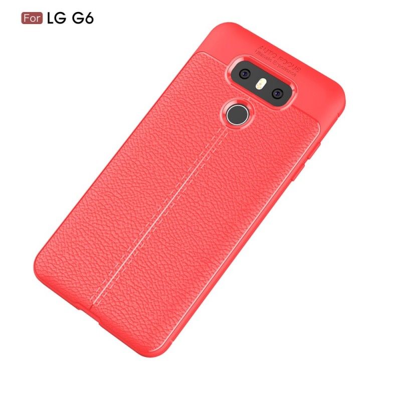 Cover for LG G6 Sort Dobbeltlinjet Lychee-Lædereffekt