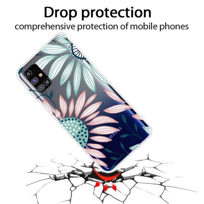 Cover for Samsung Galaxy M51 Grøn Premium Blomster