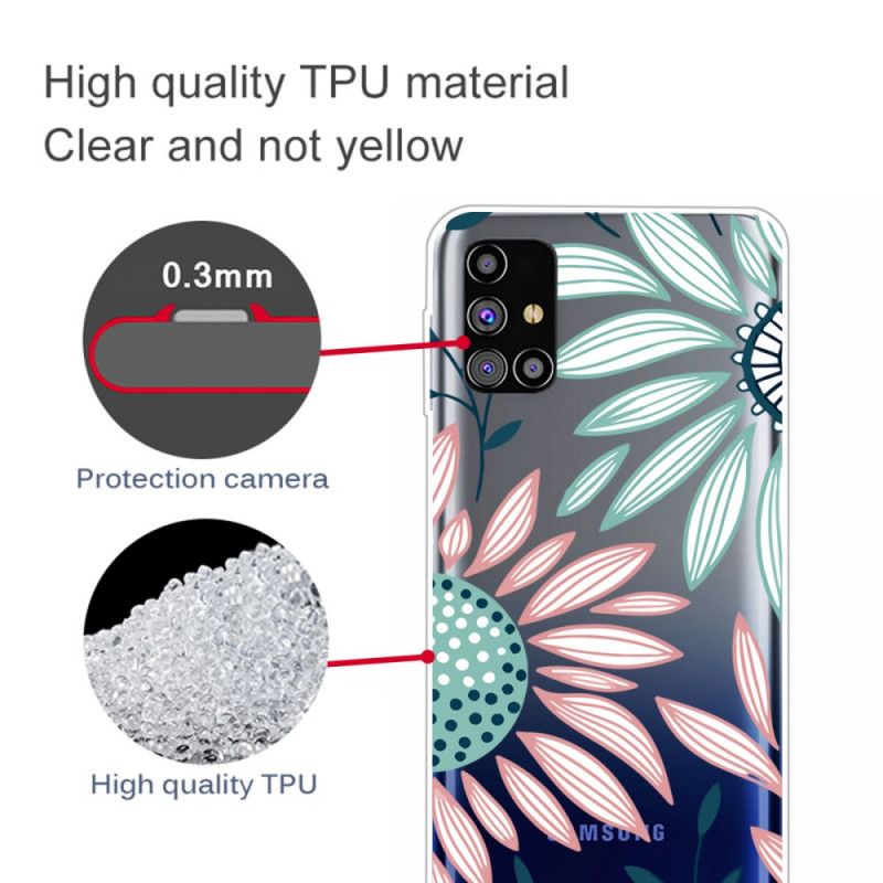 Cover for Samsung Galaxy M51 Grøn Premium Blomster