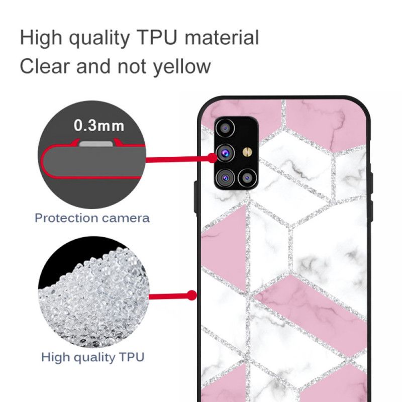 Cover for Samsung Galaxy M51 Hvid Glitter Af Marmor