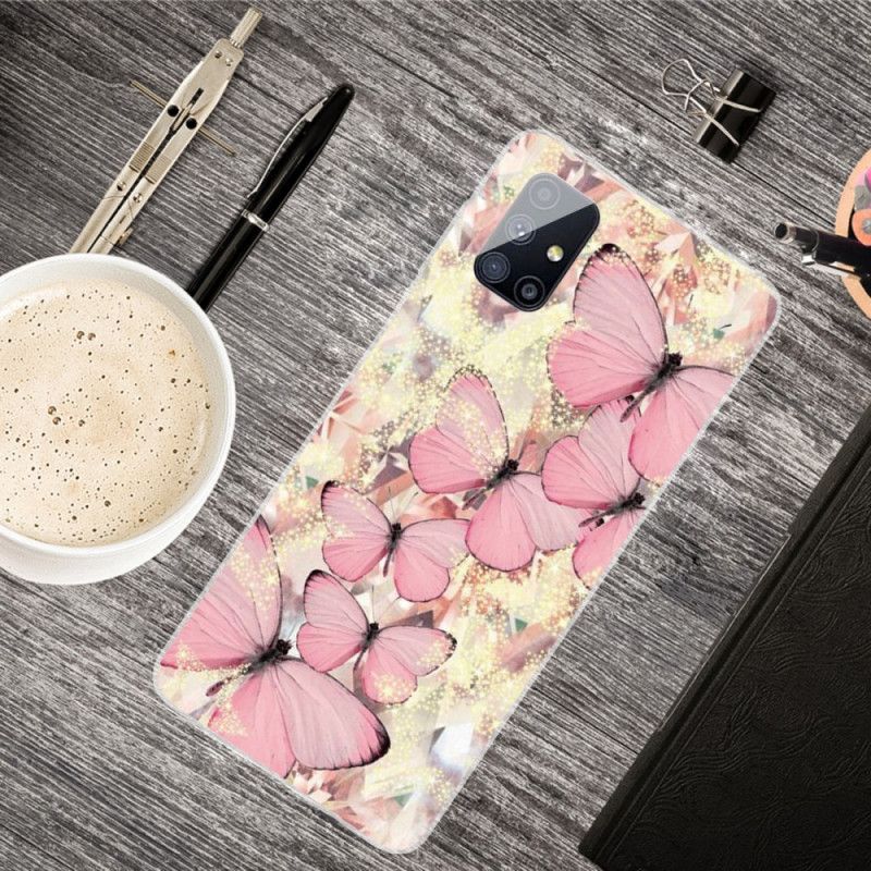 Cover for Samsung Galaxy M51 Lyserød Sommerfugle Sommerfugle