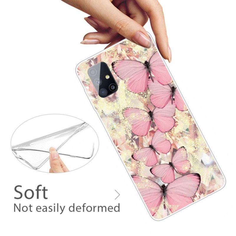 Cover for Samsung Galaxy M51 Lyserød Sommerfugle Sommerfugle