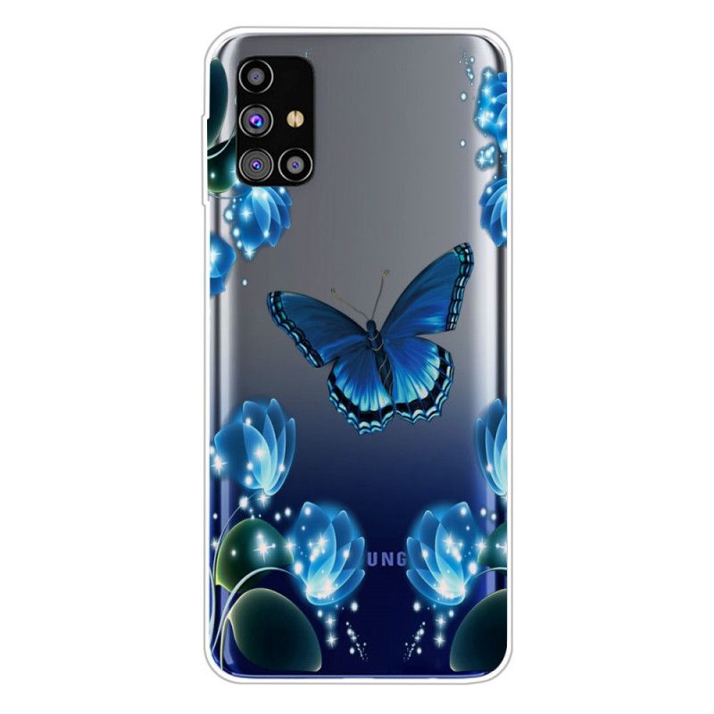 Cover for Samsung Galaxy M51 Mørkeblå Luksus Sommerfugl