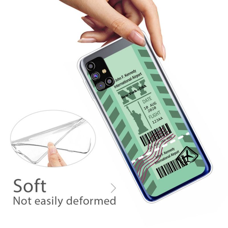 Cover for Samsung Galaxy M51 Sort Boardingkort Til New York