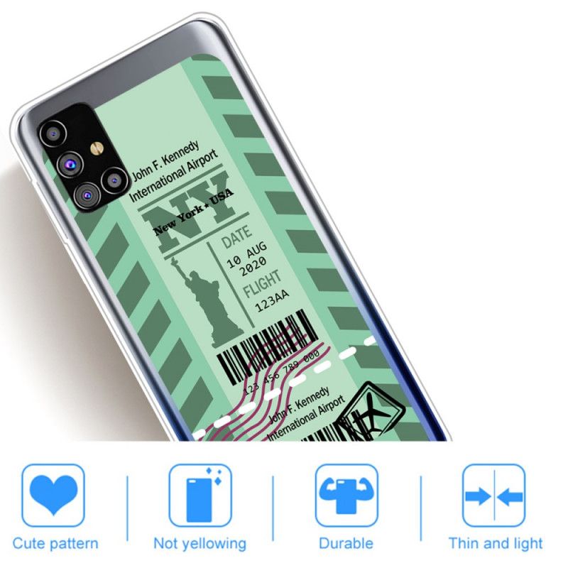 Cover for Samsung Galaxy M51 Sort Boardingkort Til New York