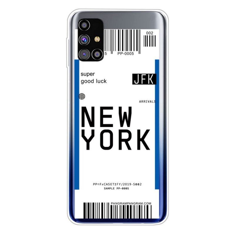 Cover for Samsung Galaxy M51 Sort Boardingkort Til New York