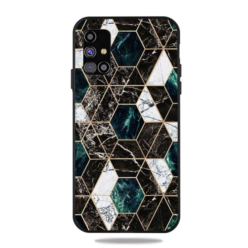 Cover for Samsung Galaxy M51 Sort Marmorfarvet Geometri