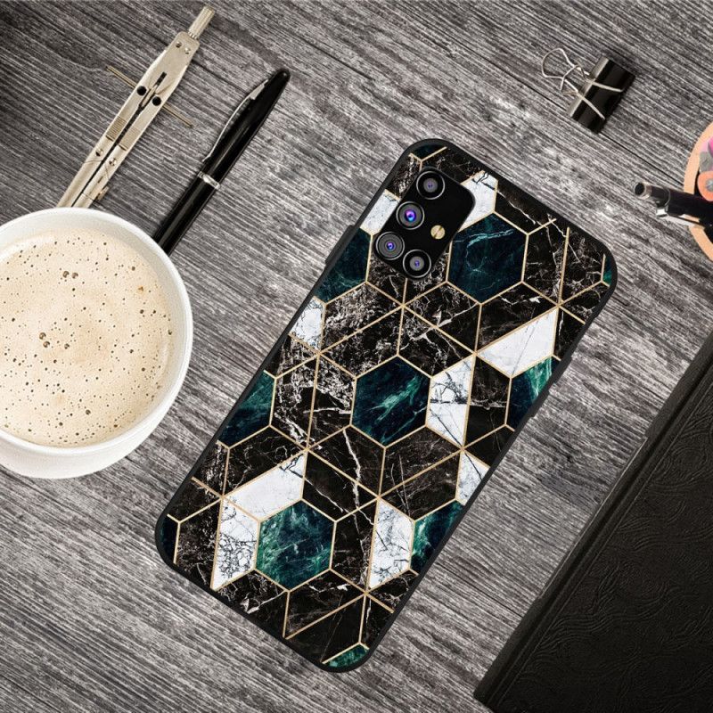 Cover for Samsung Galaxy M51 Sort Marmorfarvet Geometri