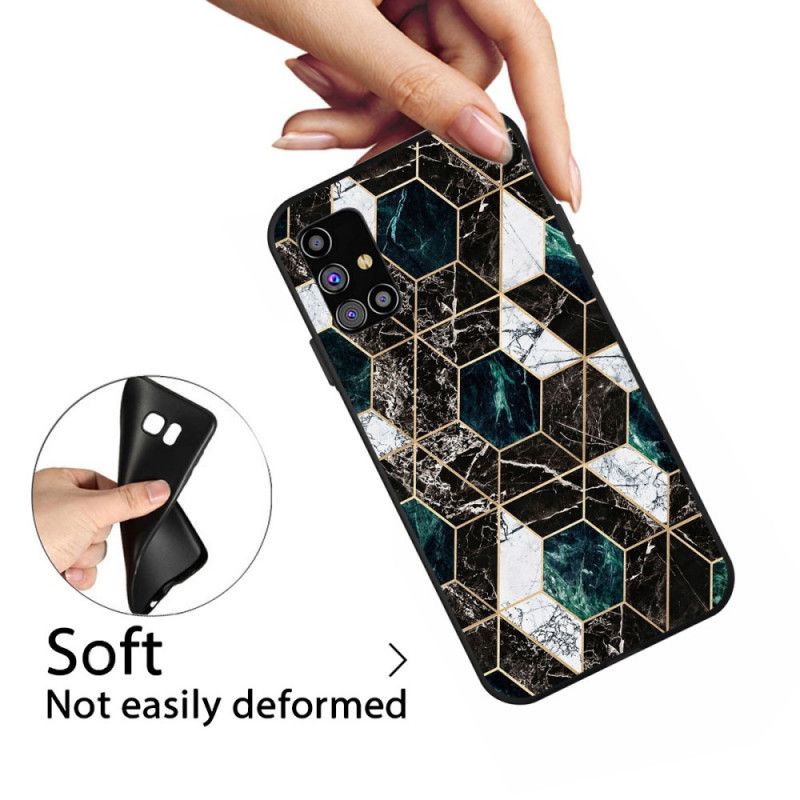 Cover for Samsung Galaxy M51 Sort Marmorfarvet Geometri