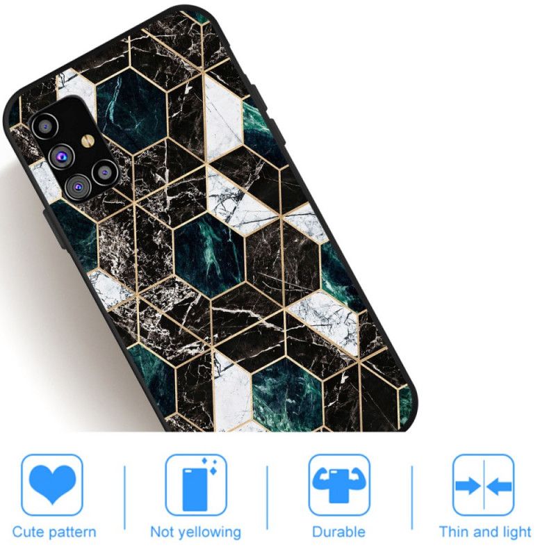 Cover for Samsung Galaxy M51 Sort Marmorfarvet Geometri