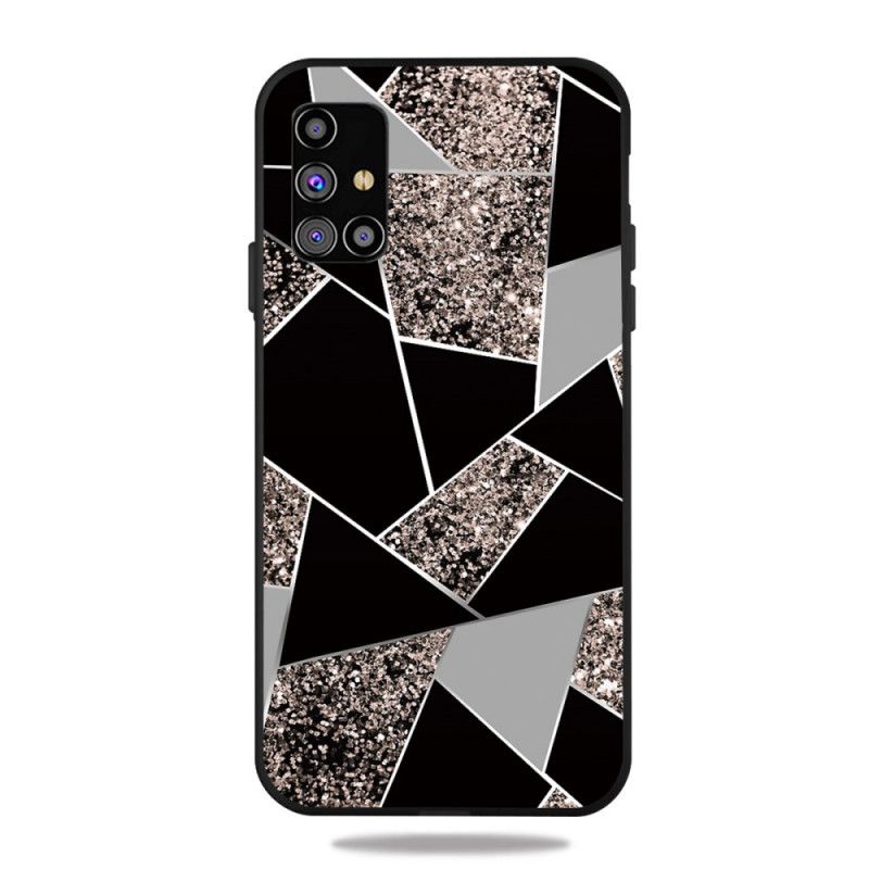 Cover for Samsung Galaxy M51 Sort Marmorfarvet Geometri