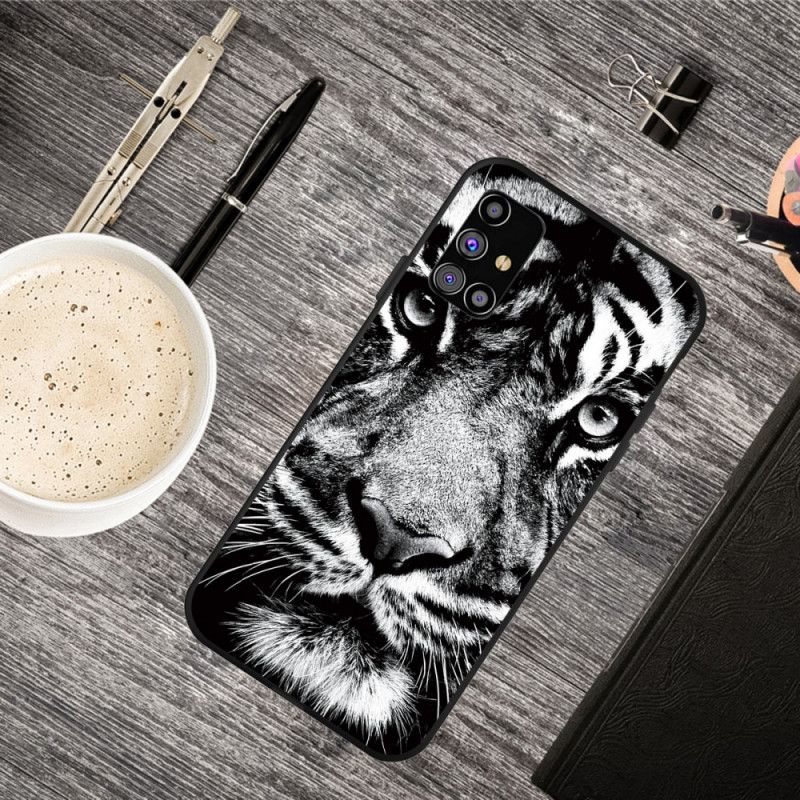 Cover for Samsung Galaxy M51 Sort Og Hvid Tiger